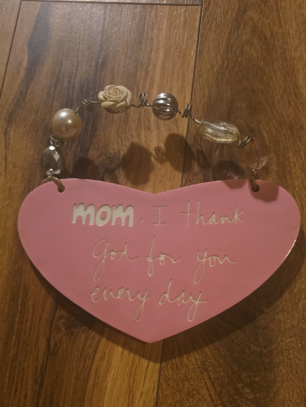 Sandra Magsamen-Pink Ceramic Heart 'Mom' Hanging Plaque